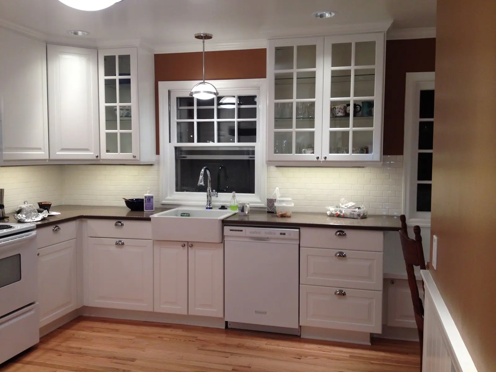 White kitchen with a farmhouse sink